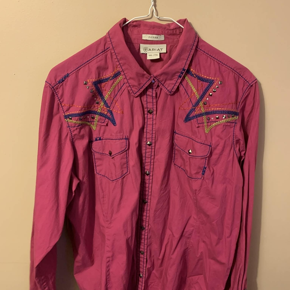 Ariat Pink Western Shirt with Embroidery